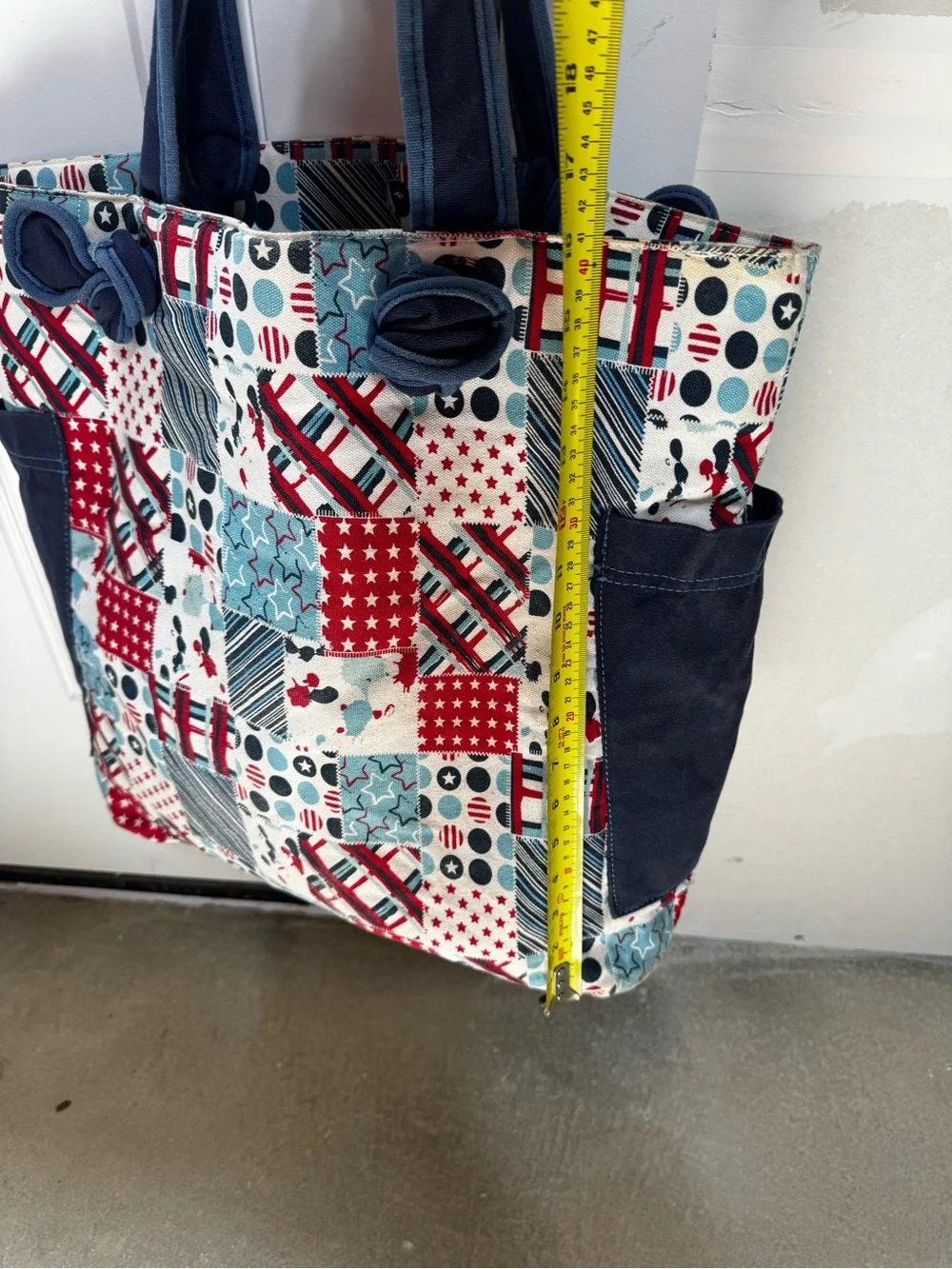 Patchwork Red, Blue & White Tote Bag